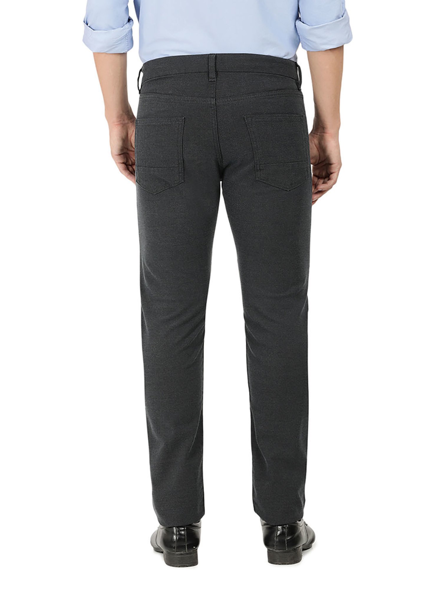 EVERBLUE Charcoal Grey Midrise Five Pocket Trousers