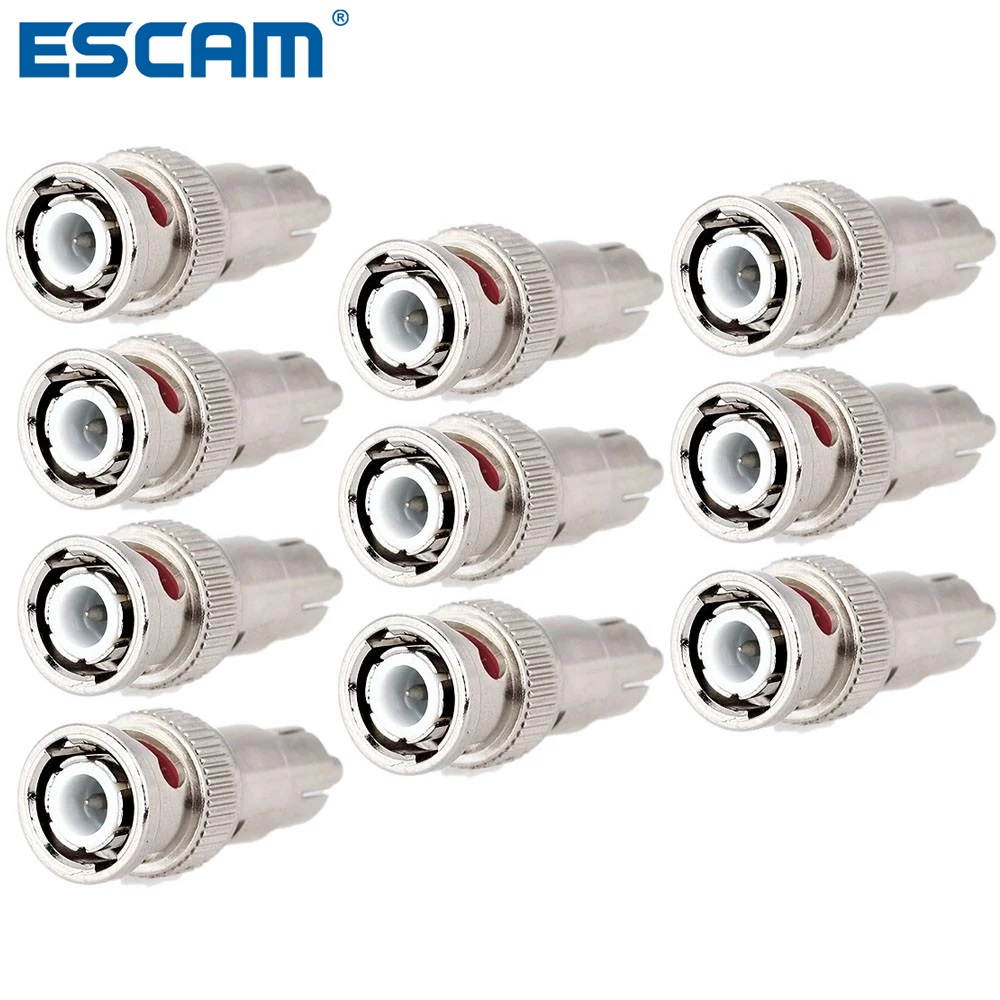 ESCAM BNC Male to RCA Female Plug AV Camera RF Coax Adapters Connector 10 Pcs