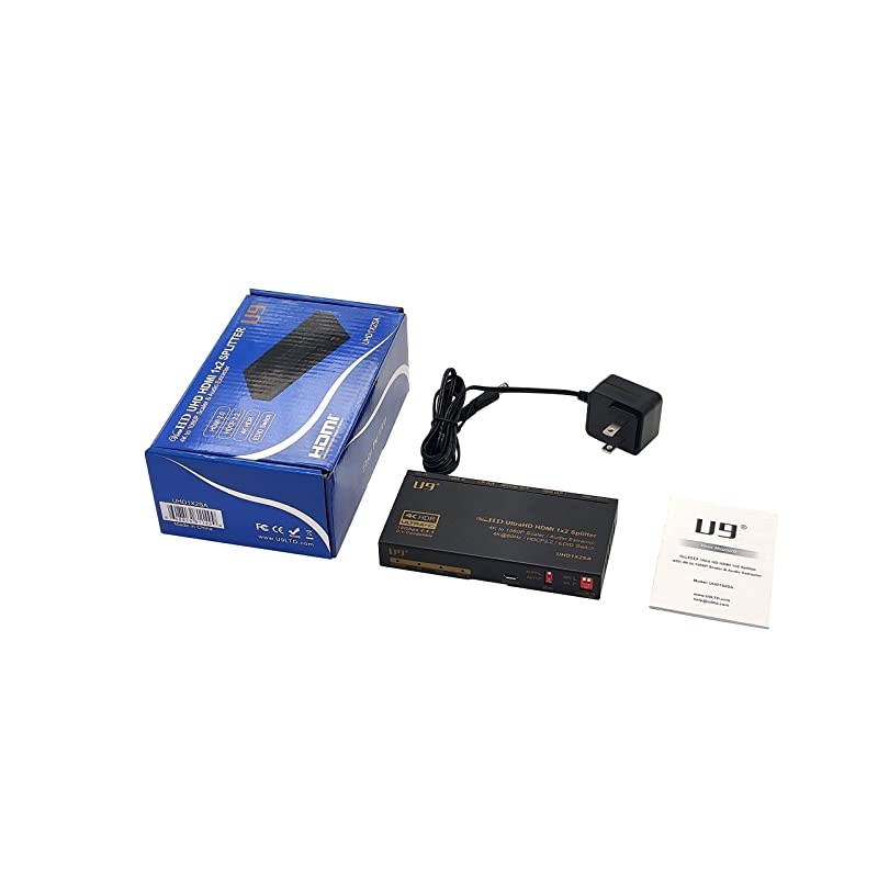 ViewHD UHD1X2SA 1 in 2 Out 1x2 HDMI 2.0 HDCP 2.2 Splitter with 4K to 1080P Down Scaler and Audio Extractor 4K60Hz HDR Dolby Vision 3.5mm / Optical and HDMI Audio Output to HDMI AVR Receiver