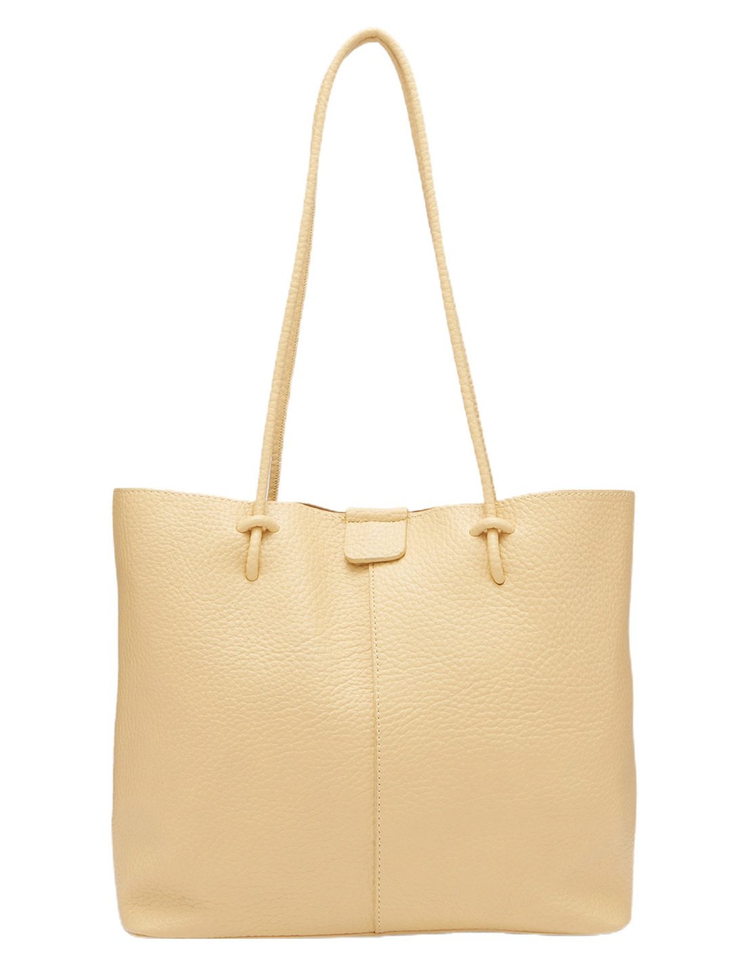 Globus Women Mustard Textured Vegan Leather Tote Bag