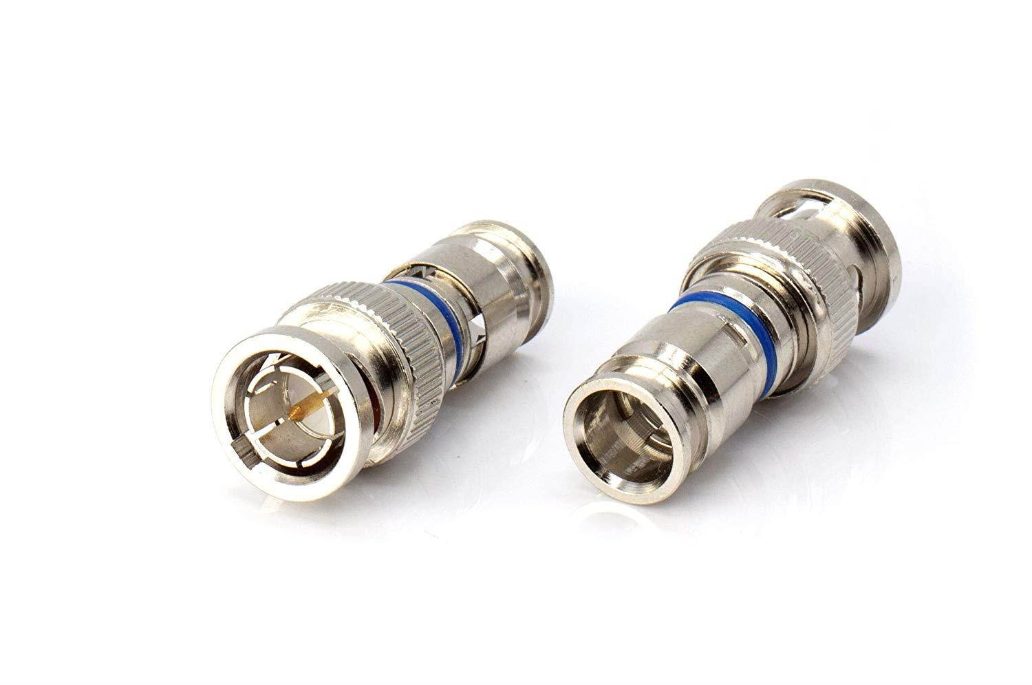 BNC Compression Connector | for RG59 Coaxial Cable - Male, SDI, CCTV | 10 Pack