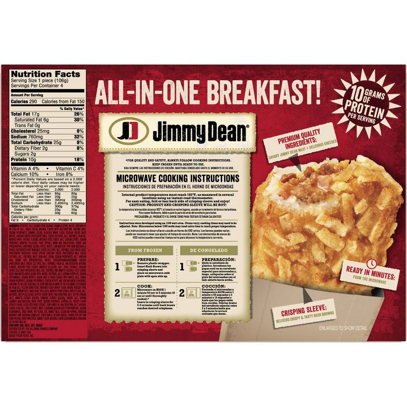 Jimmy Dean Meat Lovers Hashbrown Frozen Sandwich - 4ct