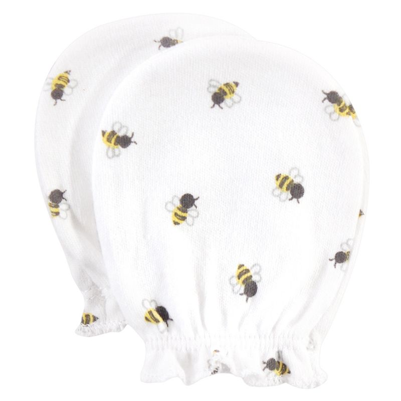 Hudson Baby Infant Cotton Scratch Mittens 10pk, Bee, One Size