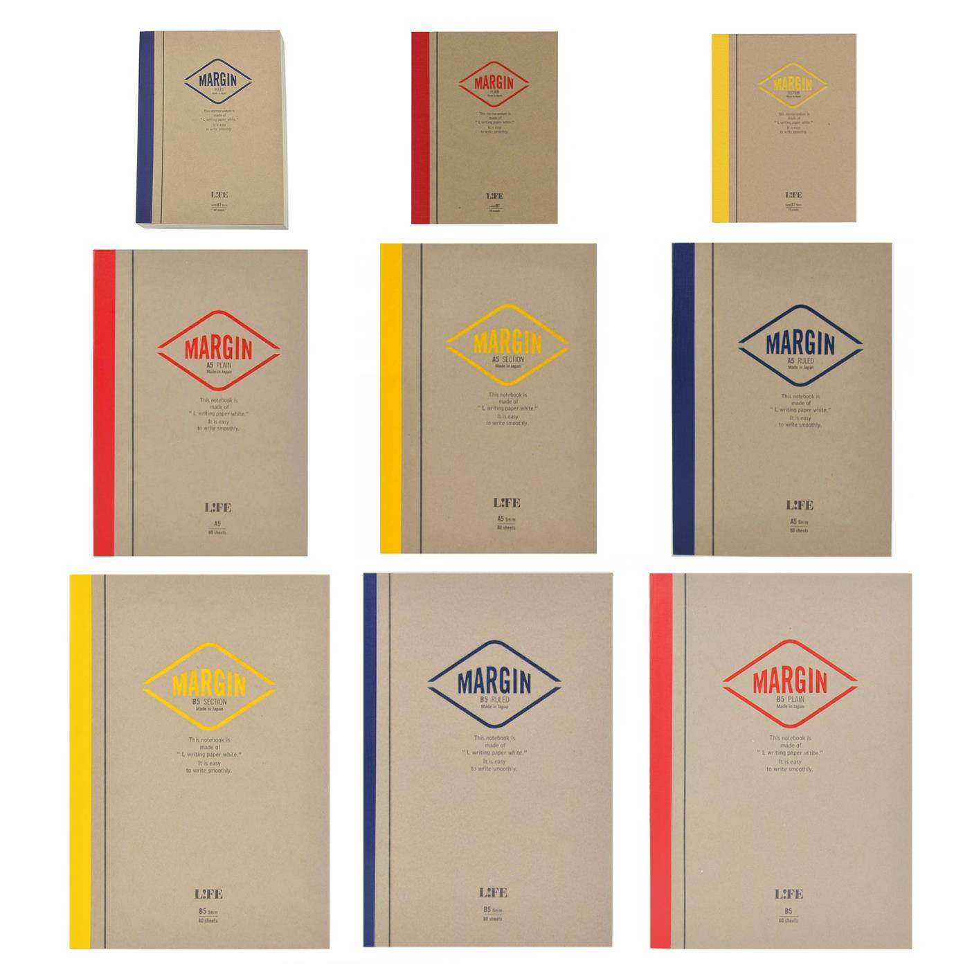 Life Margin Bound On Side Notebooks: 7 in. x 10 in. (Tan/Blue Cover, Lined Pages)