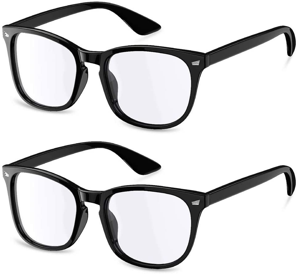 Blue Light Blocking Glasses 2 Pack for Women Men, Square Computer Gaming Reading Eyeglasses Anti Glare UV Ray Protection Anti Eyestrain