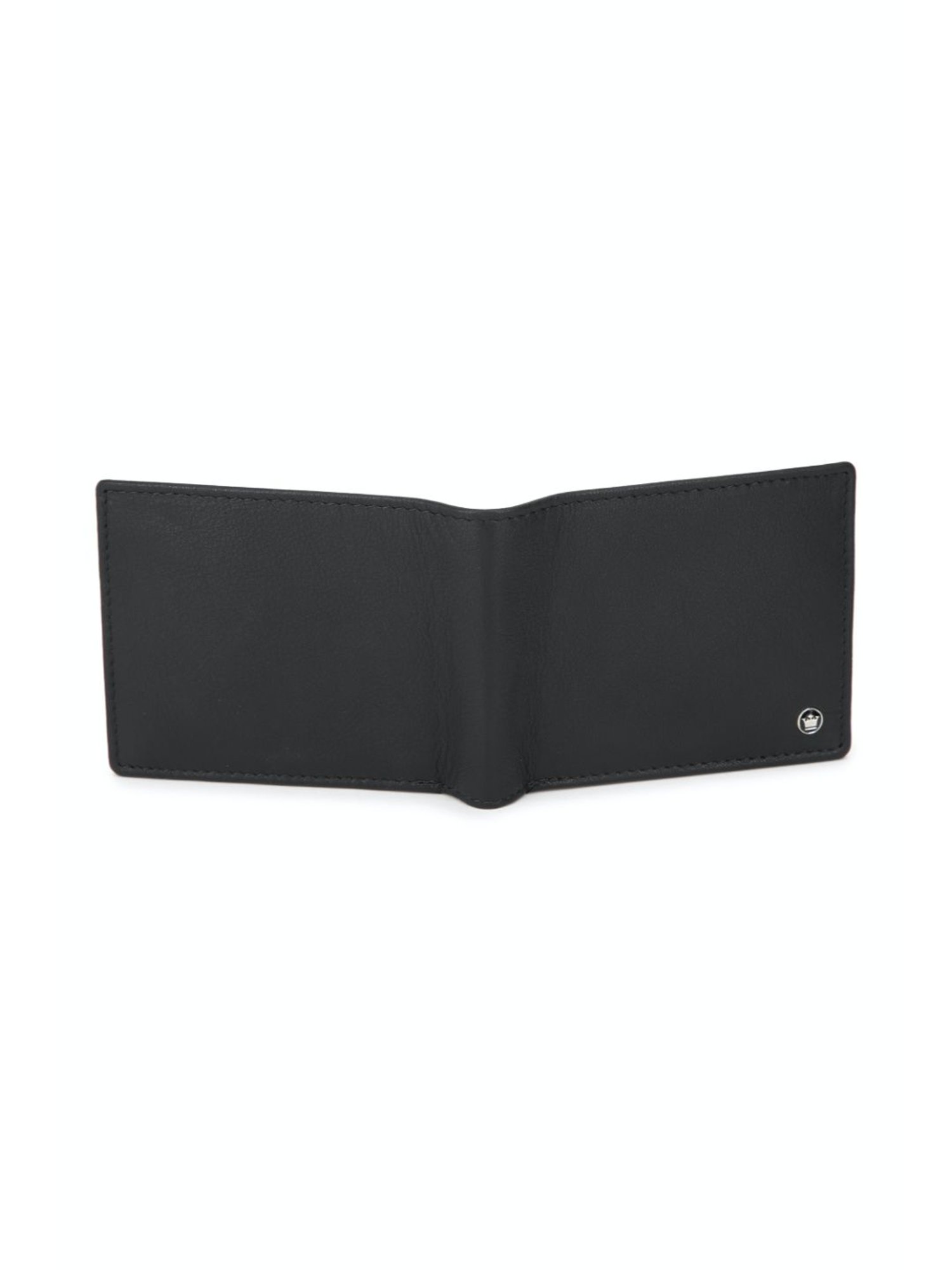 Louis Philippe Black Leather Bi-Fold Wallet for Men