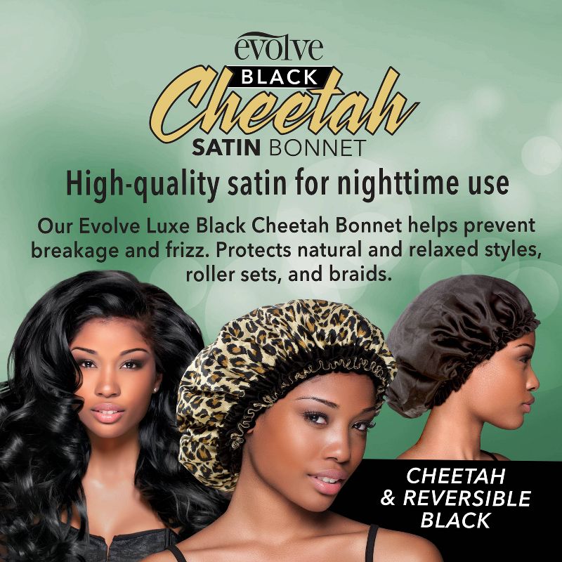 Evolve Satin Reversible Bonnet - Cheetah - Black - 1ct