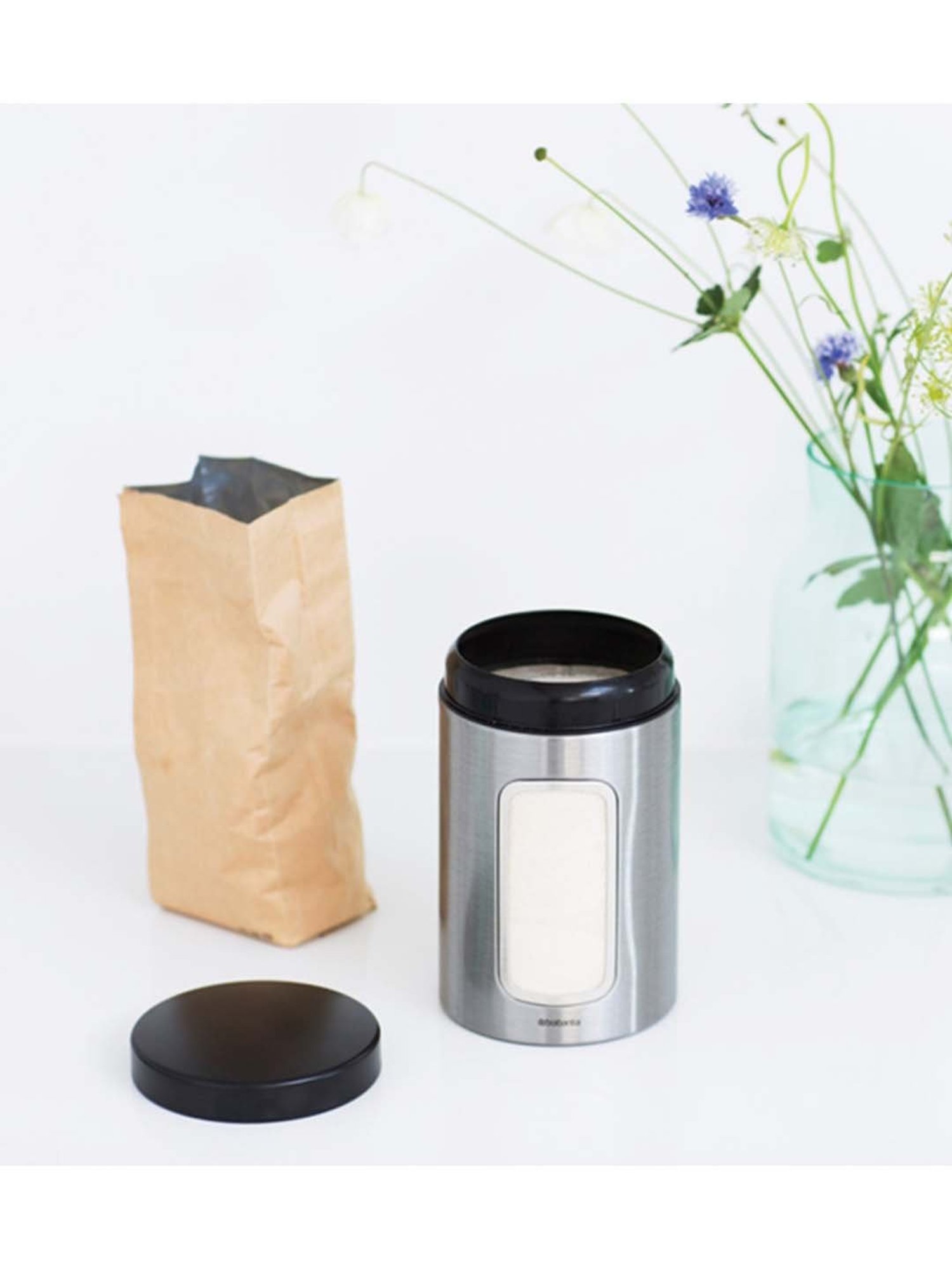 BRABANTIA Silver Steel Containers with Lid (1400 ml) - Set of 1