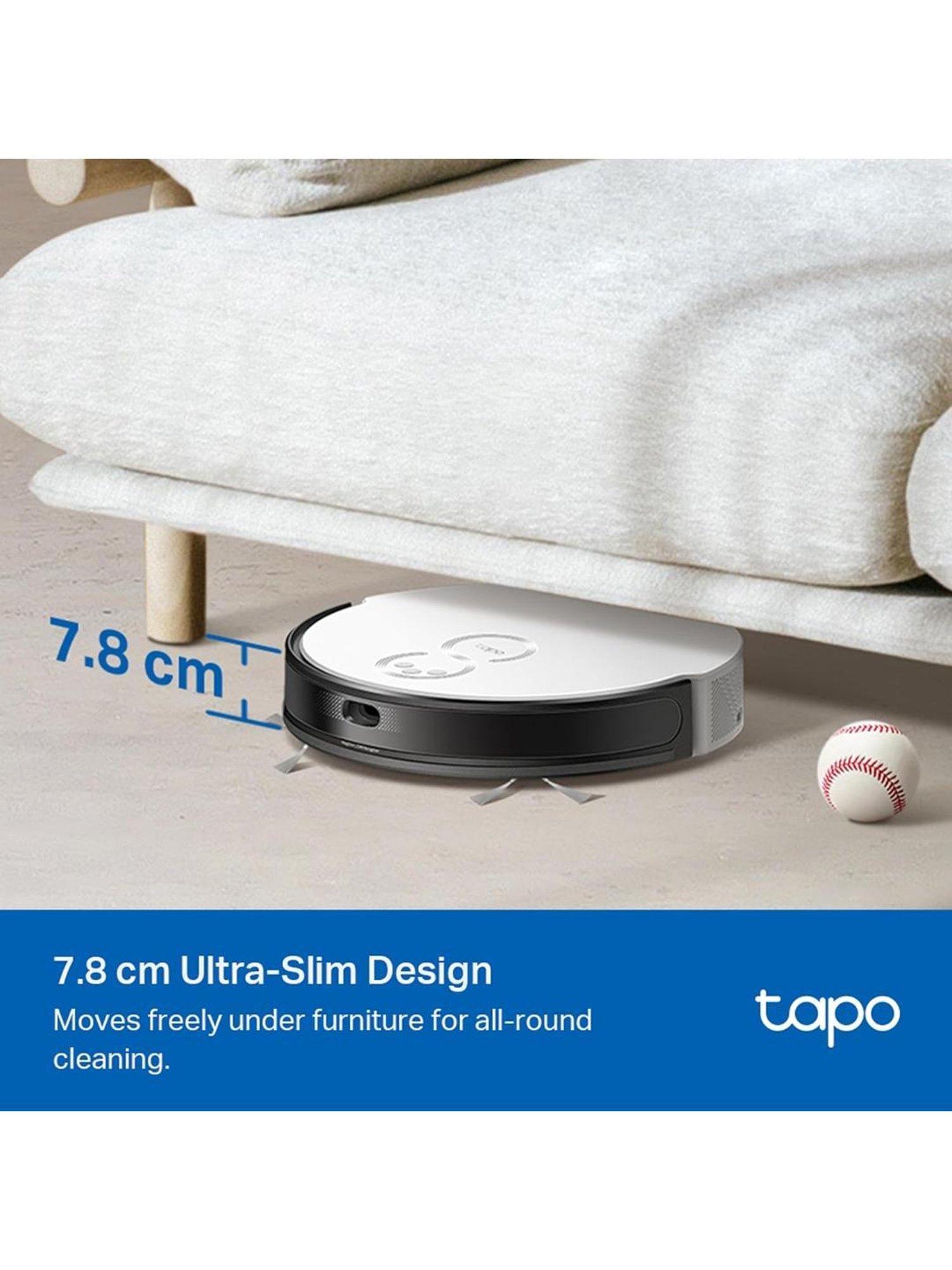TP-LINK Tapo RV20 Mop MagSlim LiDAR Navigation Robot Vacuum & Mop Combo (White)