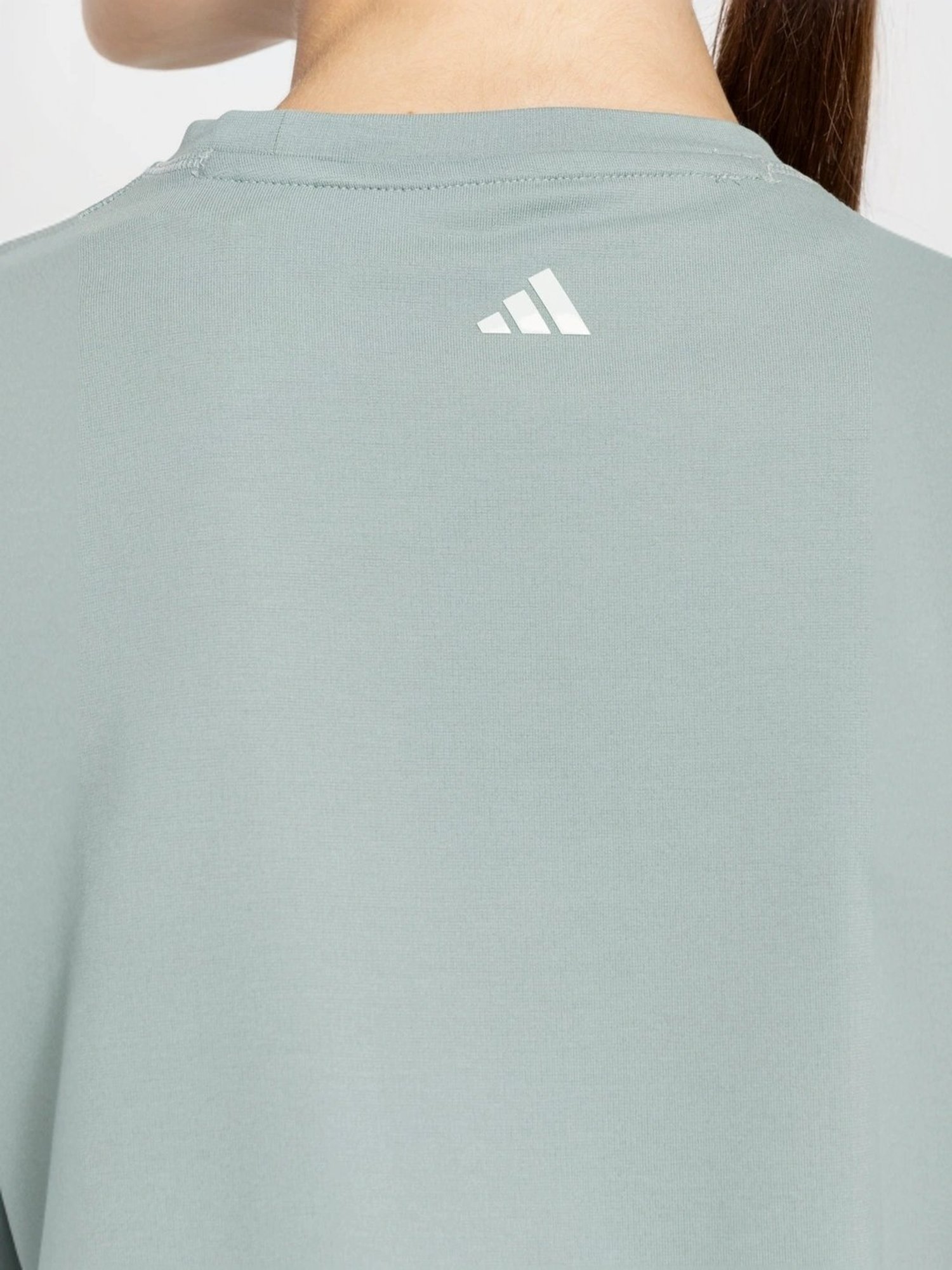 ADIDAS Green Plain Sports Cropped Sweatshirt