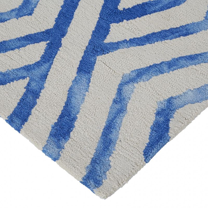 2'6"x8' Runner Hand Made Tufted Geometric Area Rug Blue - Feizy