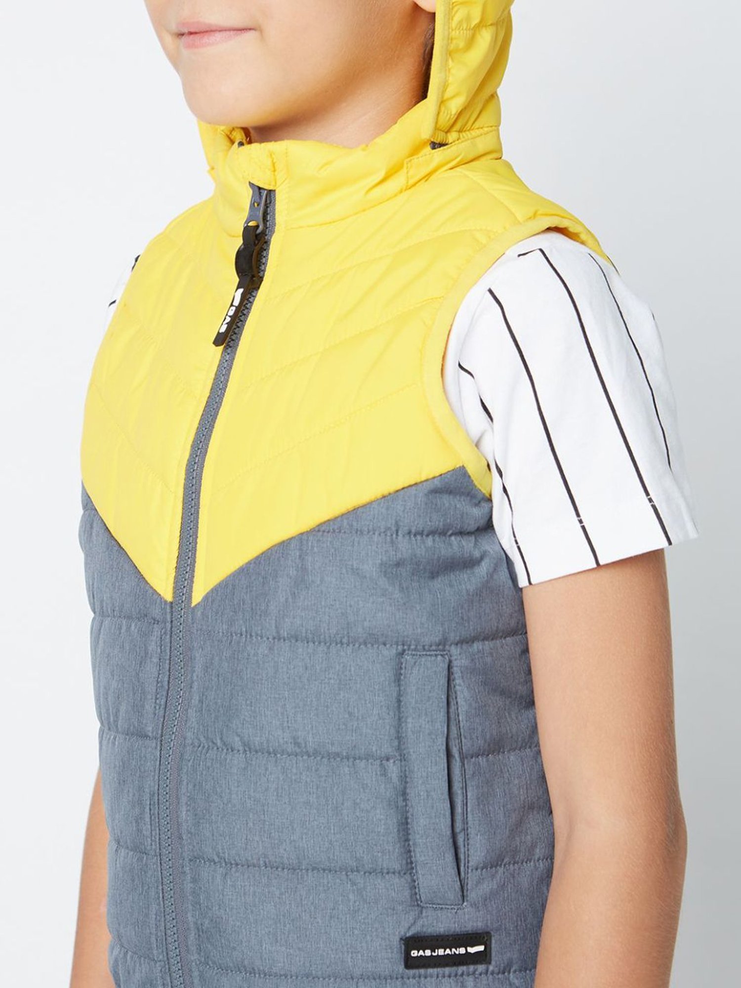 GAS Kids Grey & Yellow Color Block Jacket