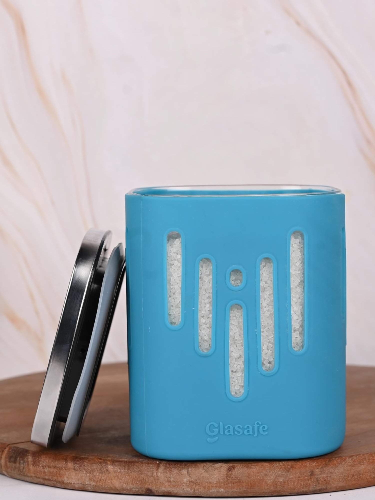 Glasafe 'O' Grip Tranquil Teal Borosilicate Containers - Set of 4 (900ml)