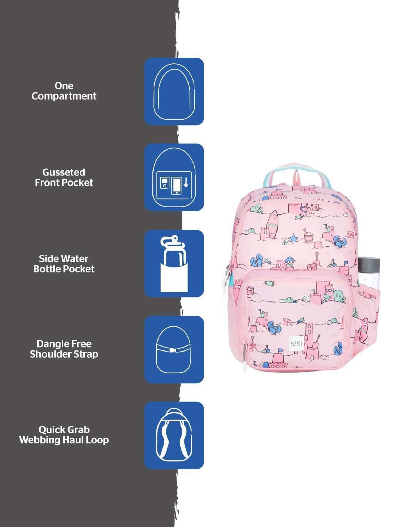 Wiki 11 Ltrs Pink Medium Backpack