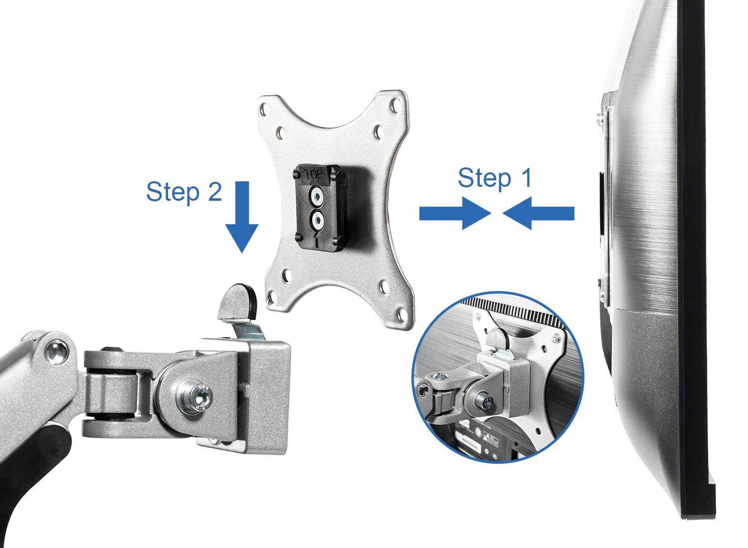 EleTab Dual Monitor Mount Stand Full Motion Swivel Fits for 2 Computer Screens 13" to 32" Gas Spring LCD Arm