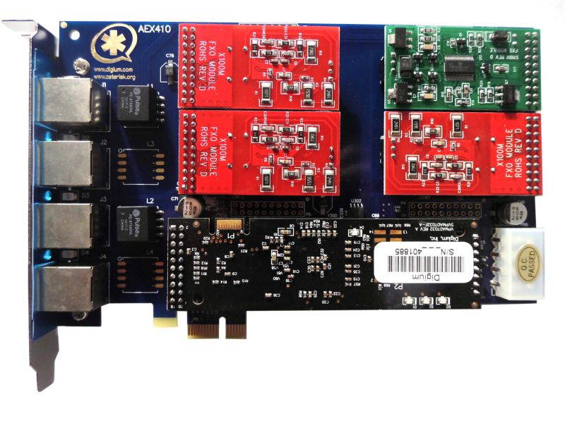 AEX410 AEX410P 4 Ports (3fxo+1fxs) pci-E interface Analog Asterisk Card with vpmadt032 Hardware Echo Cancellation Module,TDM400P TDM410