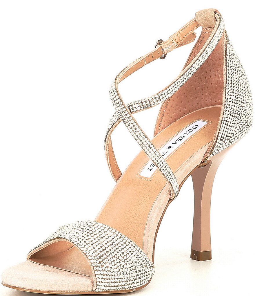 Chelsea & Violet Queen Rhinestone Embellished Strappy Dress Sandals