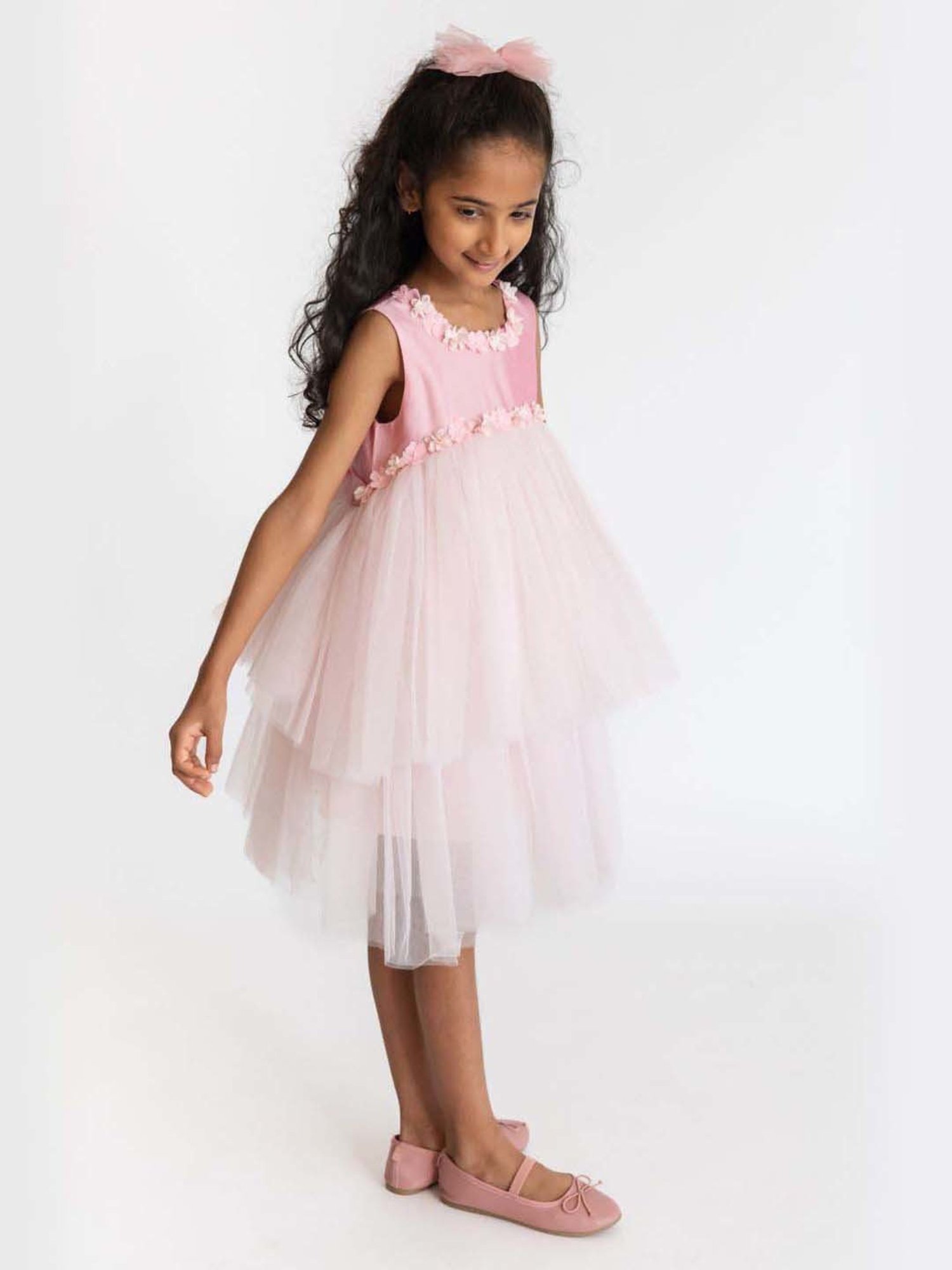 A Little Fable Pink & White Applique Dress