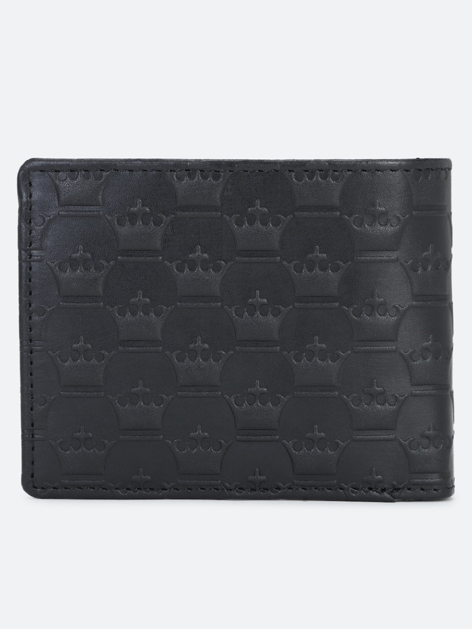 Louis Philippe Black Leather Textured Bi-Fold Wallet