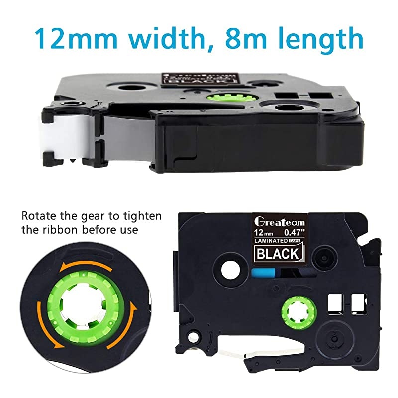 Compatible Black Label Tape Replacement for Brother PTouch TZe Black Tape 12mm 047 TZe335 White on Black Use for Brother Label Maker PTD210 PT1280 PTD400 PTD600 4Pack