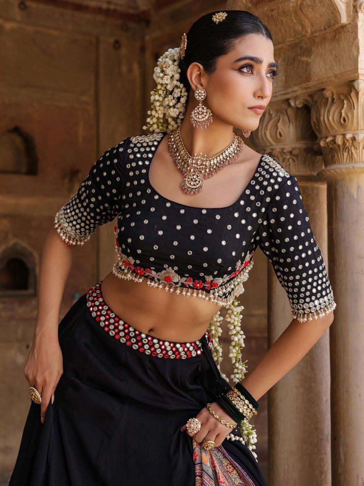 SCAKHI Black Lehenga Choli Set With Dupatta