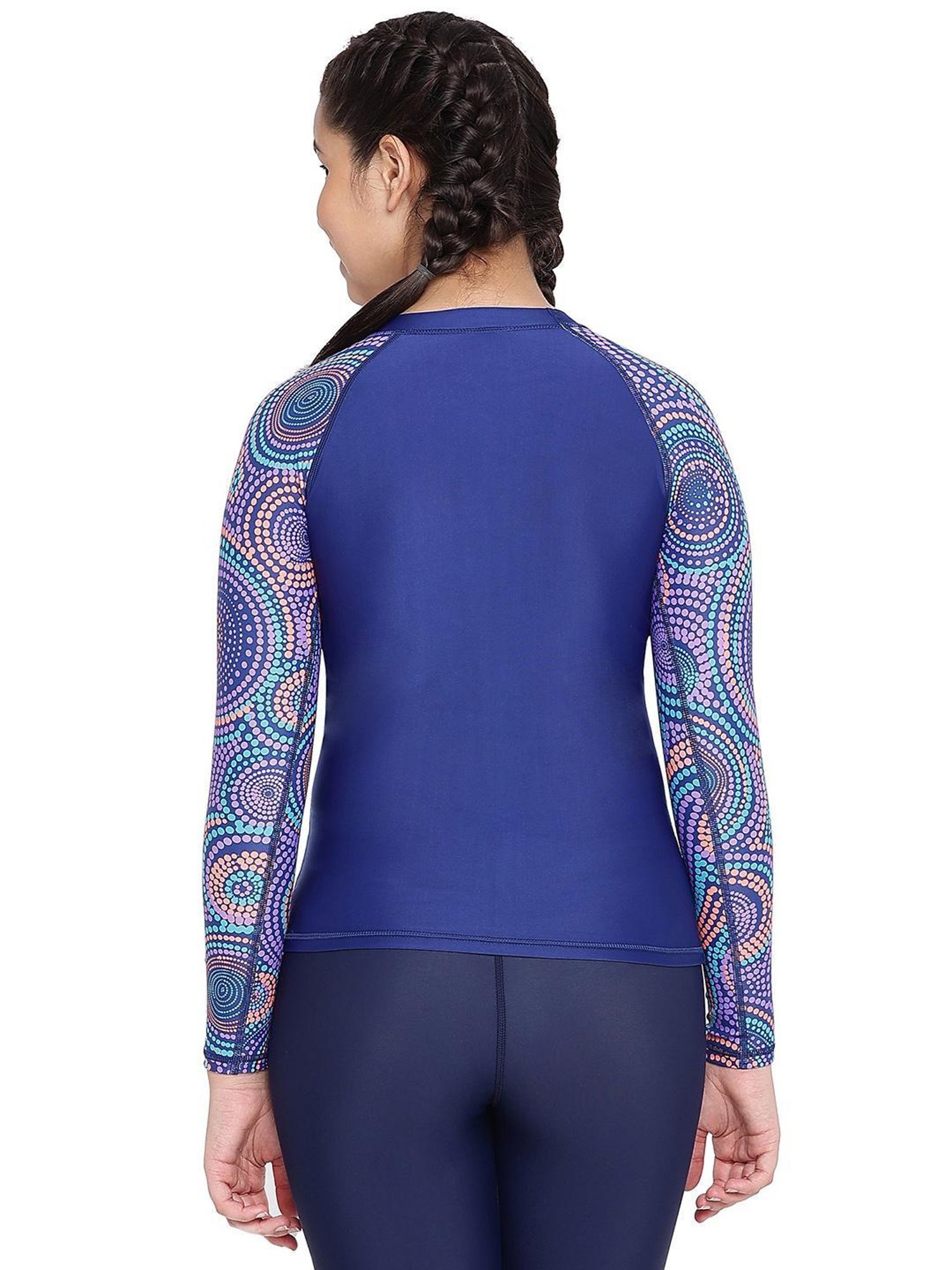 Speedo Kids Blue Printed Full Sleeves Swim Top