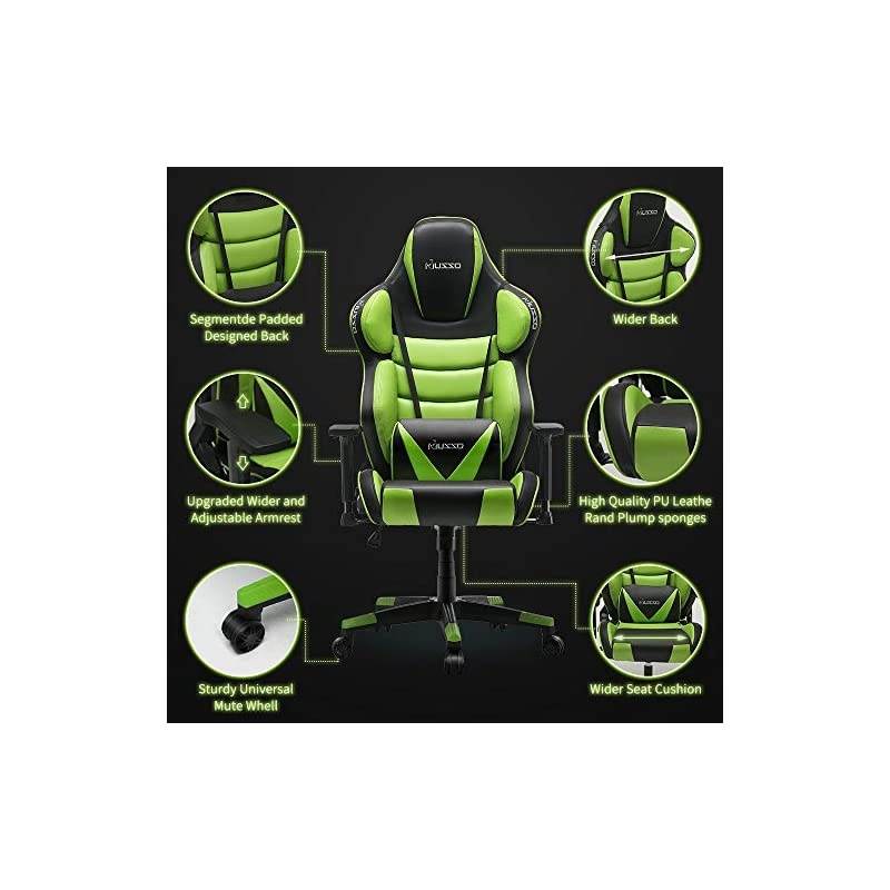 Executive Swivel Office Chair, High-Back Racing Gaming Chair, Ergonomic Adjustable Computer Desk Chair, PU Leather Task Chair with Headrest and Lumbar Support (Black)