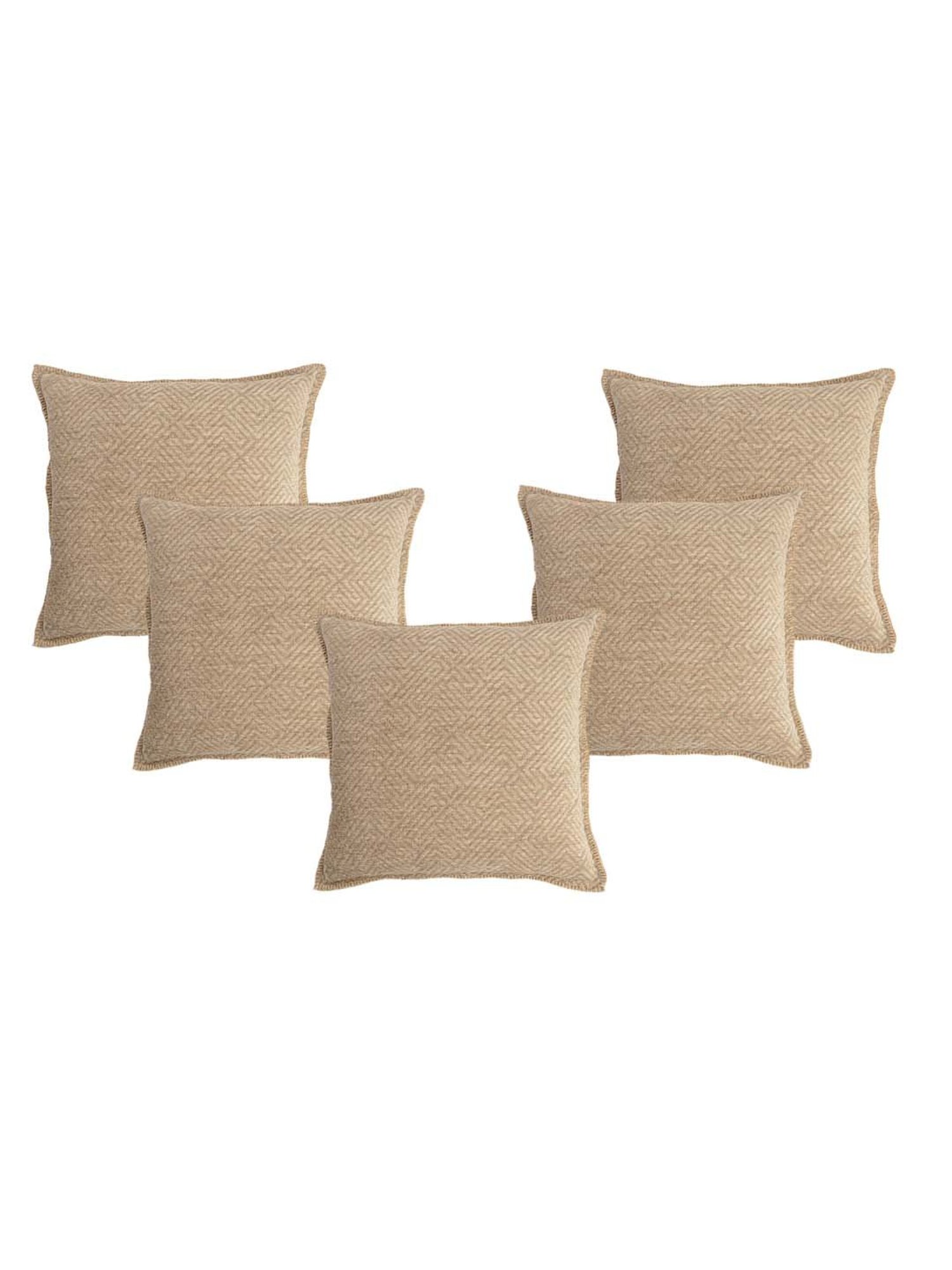 Saral Home Beige Chenille Cushion Covers - Set of 2