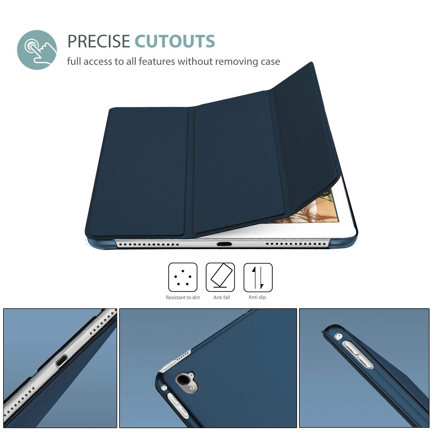ProCase iPad Pro 9.7 Case 2016 (Old Model), Ultra Slim Lightweight Stand Smart Case Shell with Translucent Frosted Back Cover for Apple iPad Pro 9.7 Inch (A1673 A1674 A1675) -Navy