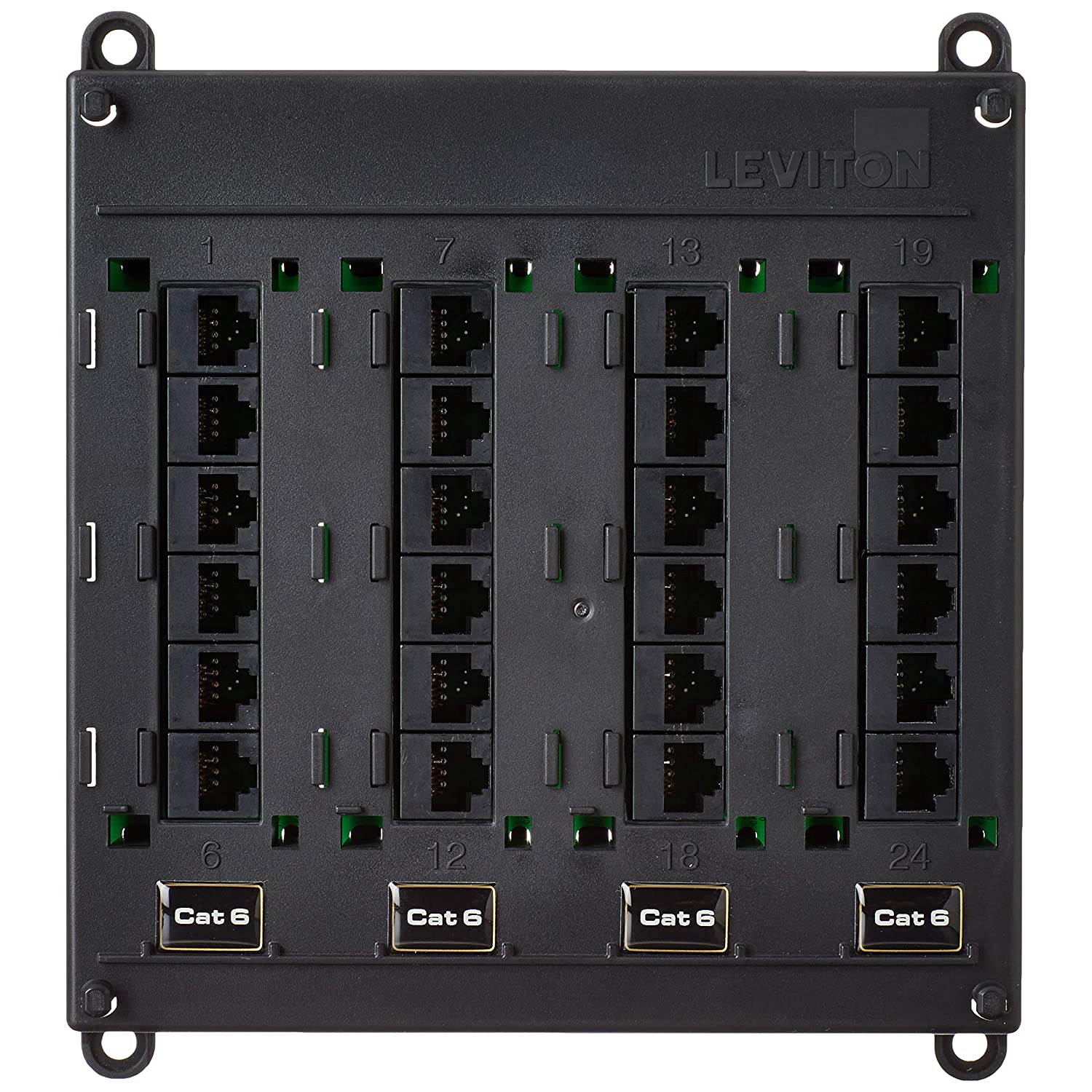 Leviton 476TM-624 Twist and Mount Patch Panel, 24 CAT 6 Ports