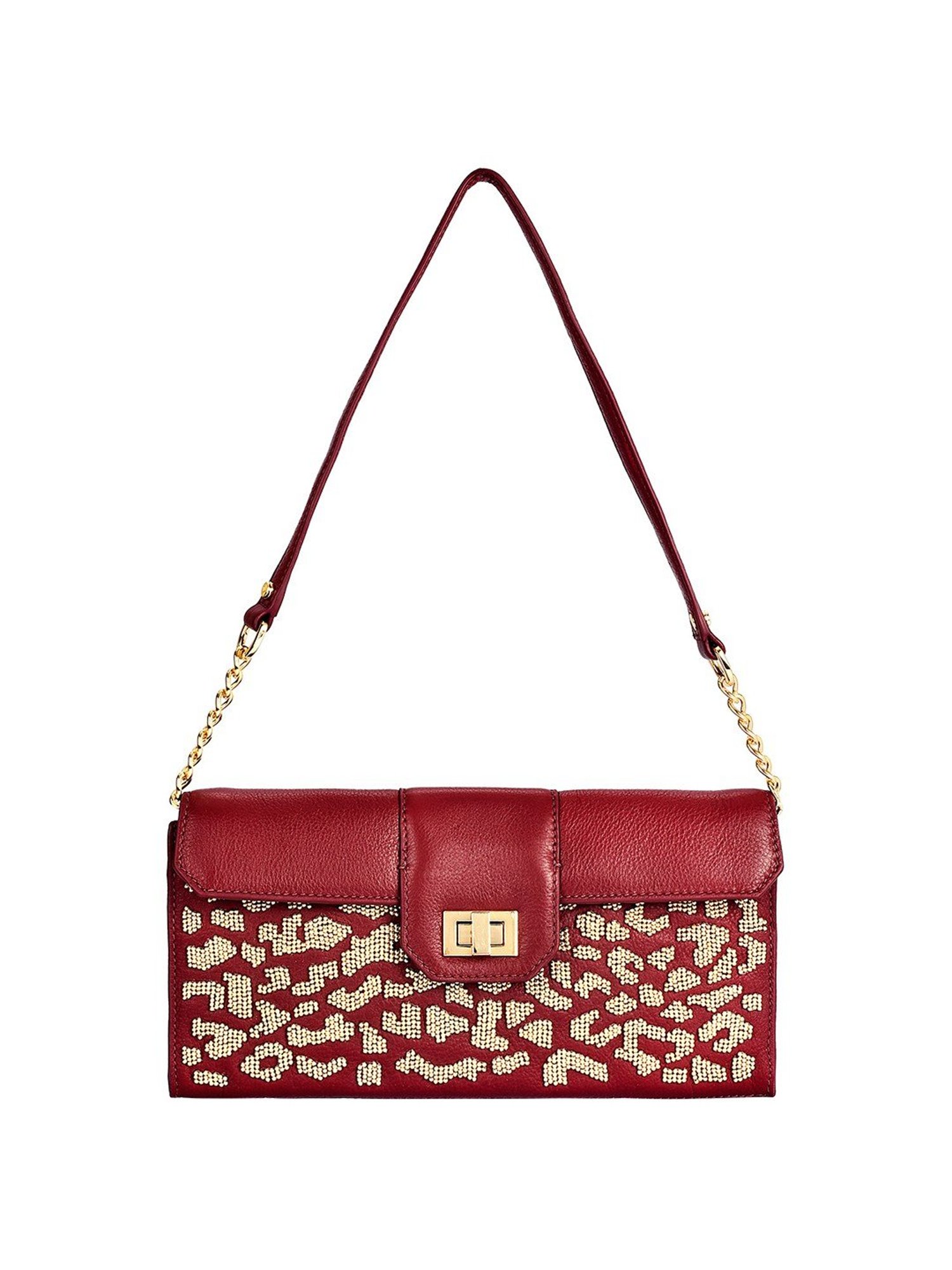 Eske Rosalie Red Embellished Medium Sling Handbag