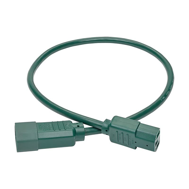 Standard Computer Power Extension Cord, 10A, 18 AWG (IEC-320-C14 to IEC-320-C13), Green, 2 ft. (P004-002-AGN)