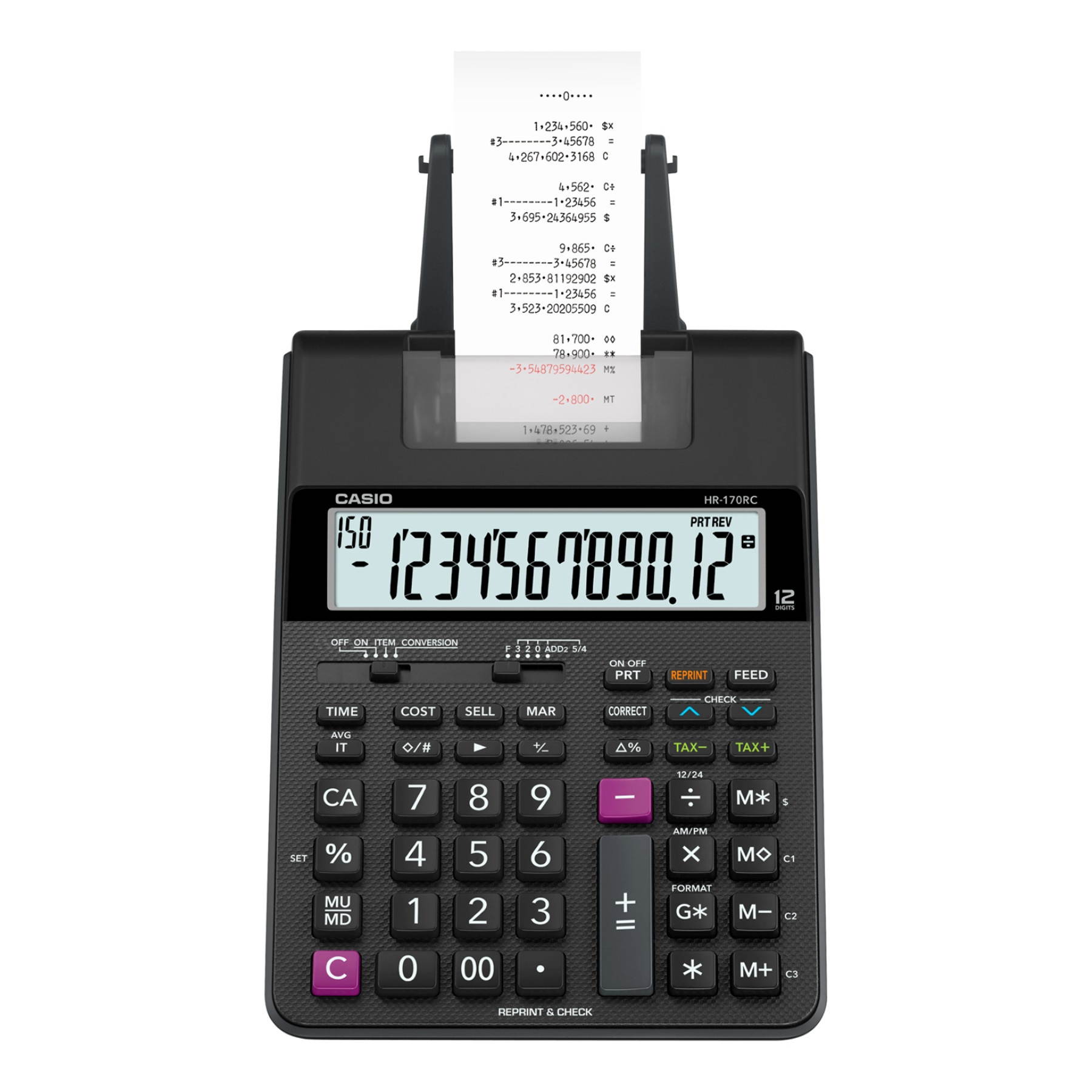 Casio Printing Calculator 6-1/2"Wx11-5/8"Lx2-9/16"H Black HR170RC