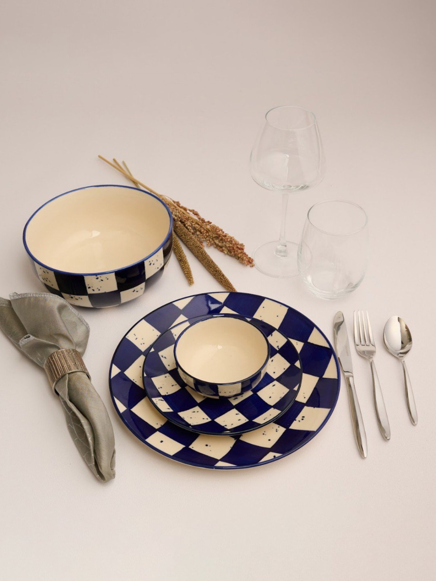 BlackCarrot Blue & White Ceramic Snack Plates - Set of 2