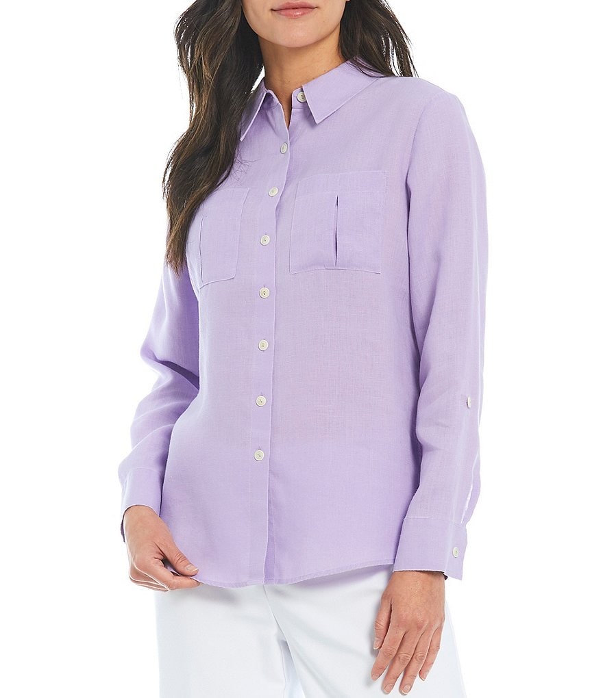 Investments Petites Hannah Gold Label Non-Iron Hemp Relaxed Shirt