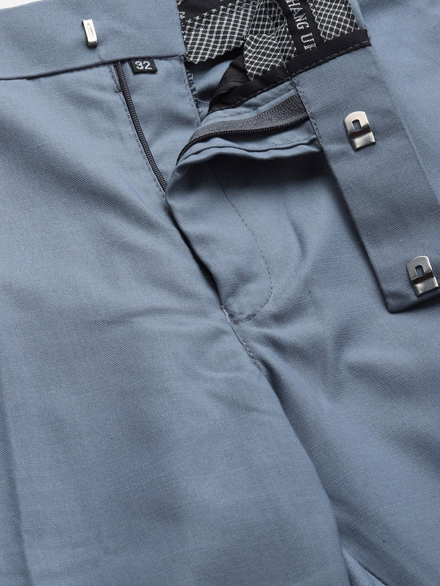 Hangup Slate Grey Regular Fit Flat Front Trousers