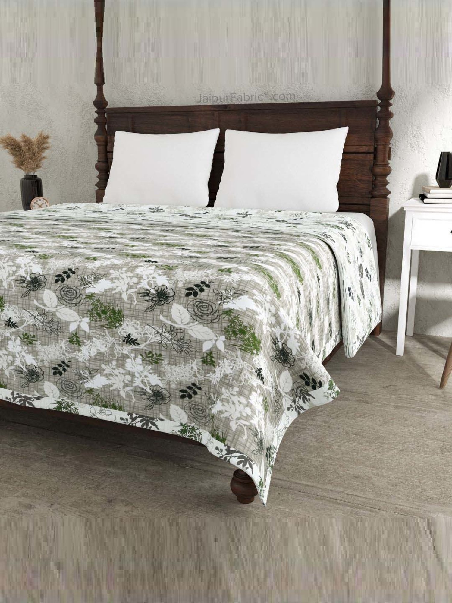 JaipurFabric Basil Green Mulmul Cotton 150 GSM Reversible Ac Dohar