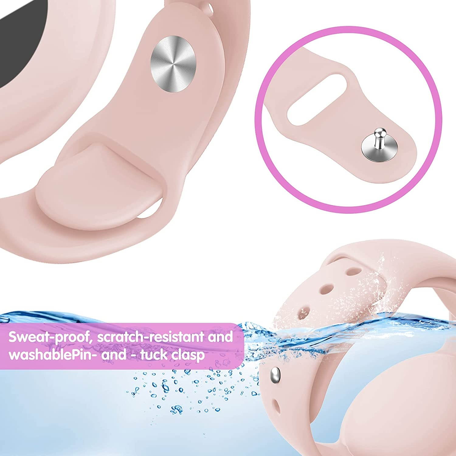 (2 Pack) Kids/Adults Anti-Lost Bracelet for AirTag, iZi Way Soft Silicone Wristband Watch Band Waterproof Protective Case Cover Holder for Apple Air Tag Tracker - Orange/Yellow