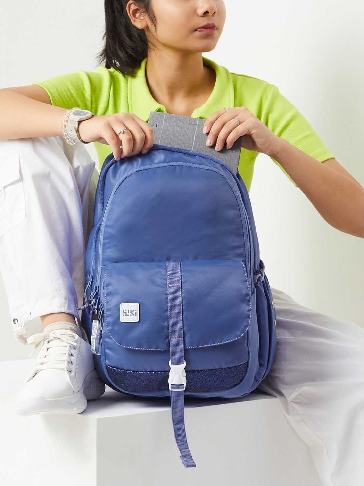 Wiki Back to School Pack Plus Purple Polyester Solid Backpack - 22 Ltrs