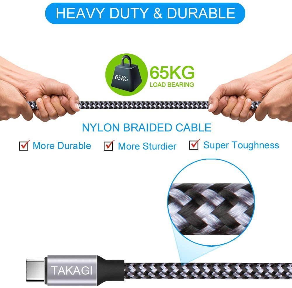USB Type C Cable 3A Fast Charging, (3-Pack 6feet) USB-A to USB-C Nylon Braided Data Sync Transfer Cord Compatible with Galaxy S10 S10E S9 S8 S20 Plus, Note 10 9 8 and Other USB C Charger