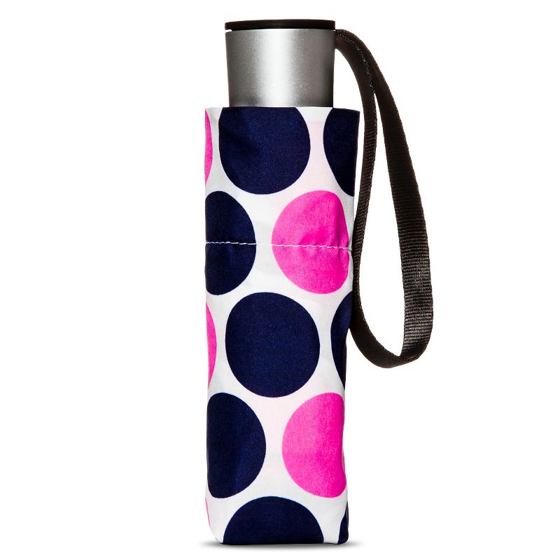 ShedRain Manual Compact Umbrella  - Navy Polka Dot