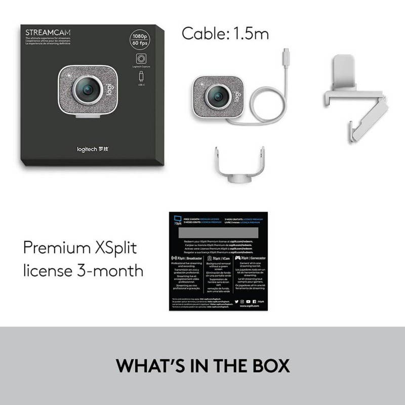 Logitech StreamCam, 1080P HD 60fps Streaming Webcam with USB-C and Built-in Microphone