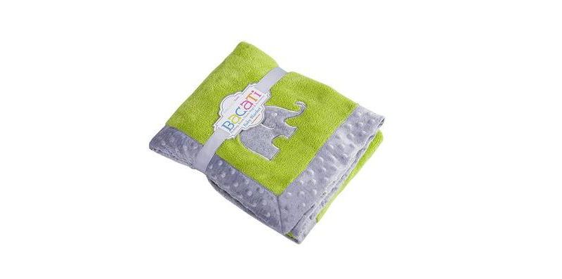 Bacati - Elephants Lime/grey Embroidered Blanket