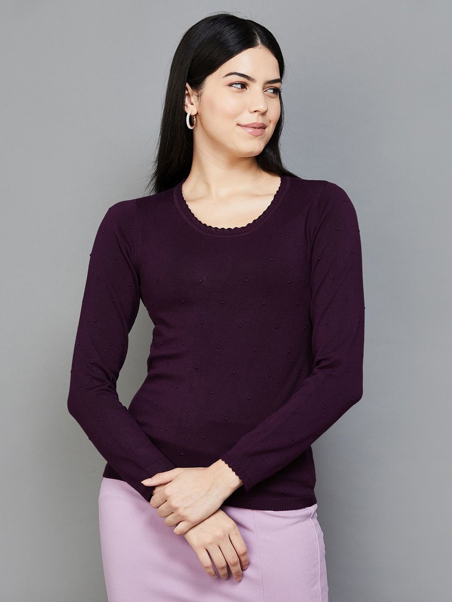 Code by Lifestyle Purple Self Pattern Pullover