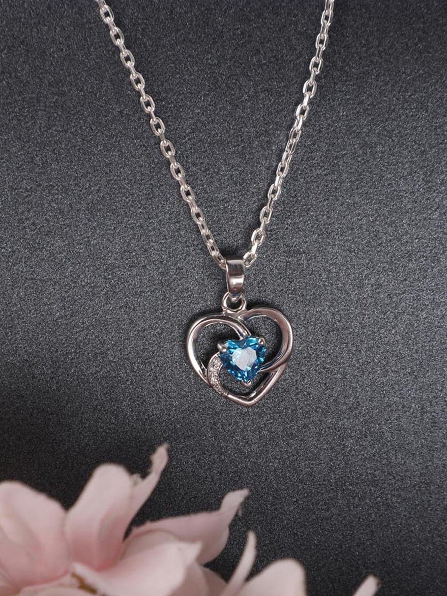 Clara 92.5 Sterling Silver Heart Pendant with Chain for Women