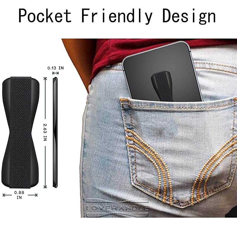 Universal Grip For Smartphone and Mini Tablet BLACK Elastic Strap with Black Base