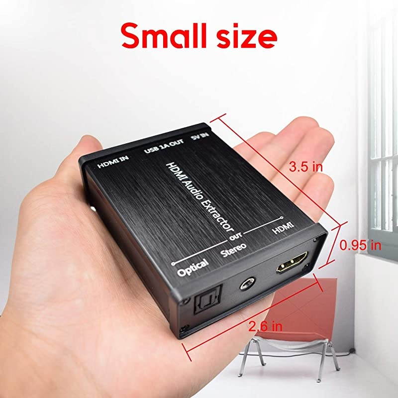 Audio Extractor to Audio Converter for Fire Stick Roku and Google Chrome Stick to Optical Audio and 35 Stereo Audio Support 1080P 3D with USB 1A Power Out