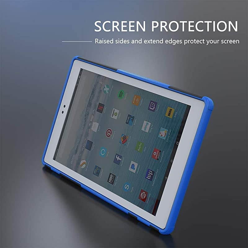 Fire 10 Tablet Case 20192017 Released 9th7th Generation Kickstand Feature Dual Layer Heavy Duty Shockproof Impact Resistance Protective Case for AllNew Kindle Fire HD 10Blue