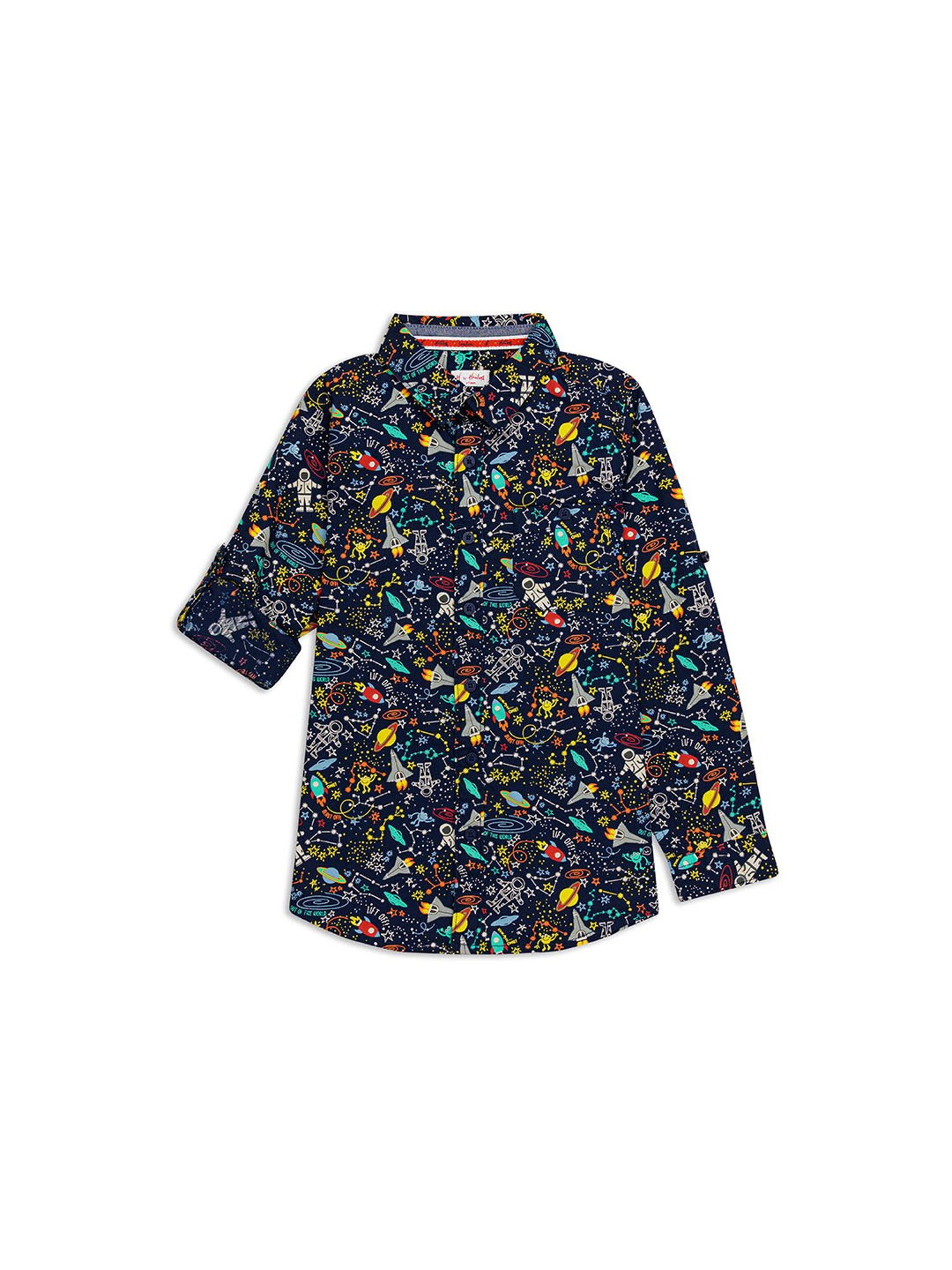 H by Hamleys Kids Navy Printed Full Sleeves Shirt