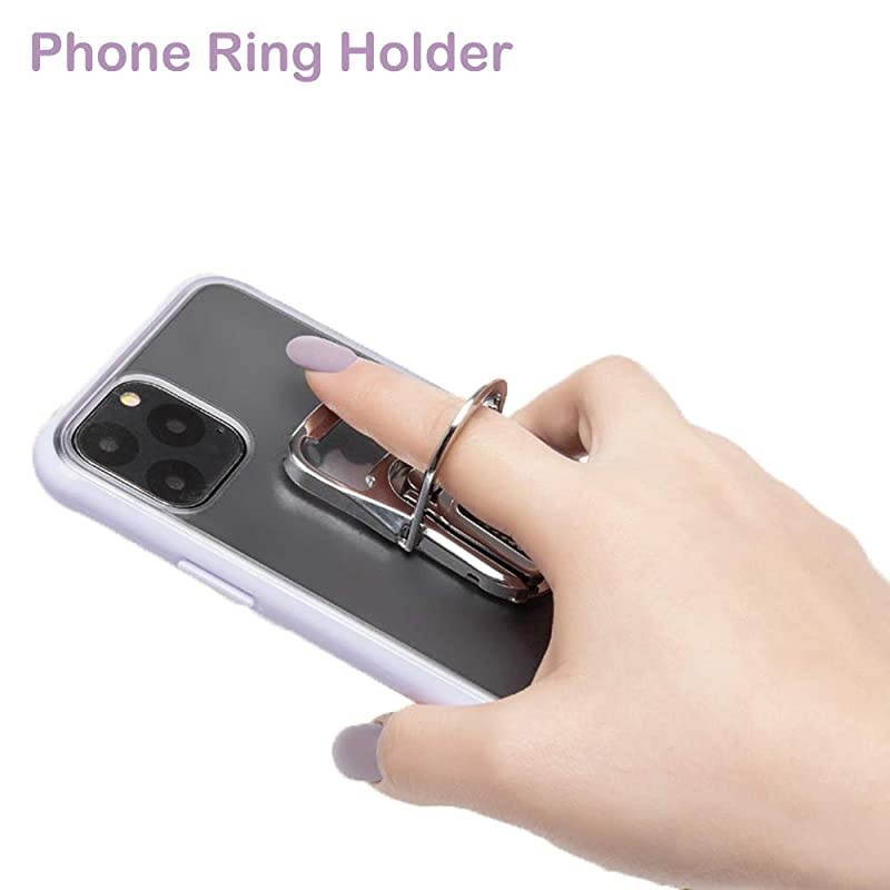 Cell Phone Ring Stand 4 in 1 Desk Mobile Phone Holder Universal Air Vent Car 360 Degree Rotation Metal Ring Grip Beer Corkscrew Black